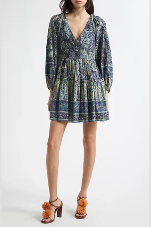 ULLA JOHNSON Anika Floral Print Long Sleeve Minidress in at Nordstrom, Size 2