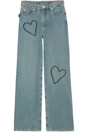 Zadig & Voltaire Elio Embroidered Heart Straight Leg Jeans in at Nordstrom, Size 27