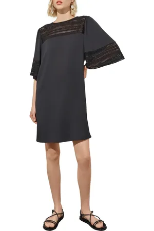 Ming Wang Embroidered Detail Bell Sleeve Dress in at Nordstrom, Size X-Small