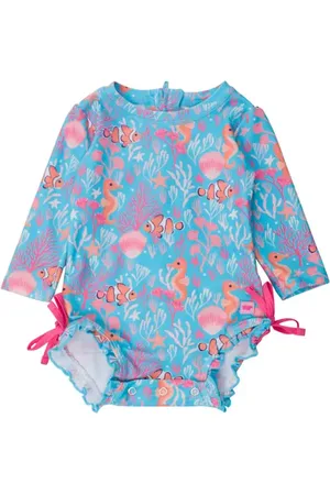 RuffleButts Baby Girls Long Sleeve UPF50+ One Piece Rash Guard in at Nordstrom, Size 12-18M