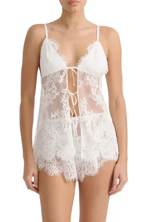 Kat The Label Emerson Sheer Lace Chemise in at Nordstrom, Size Large