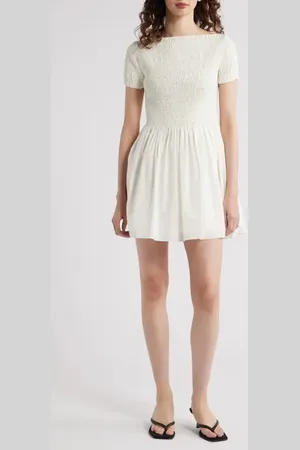 FAITHFULL THE BRAND Deboni Smocked Cotton Minidress in at Nordstrom, Size Large