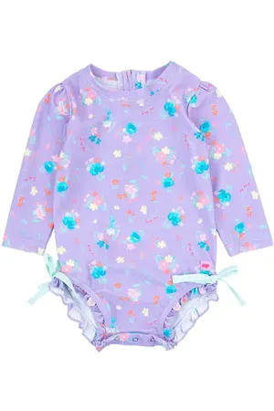 RuffleButts Baby Girls Long Sleeve UPF50+ One Piece Rash Guard in at Nordstrom, Size 0-3M