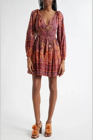 ULLA JOHNSON Anika Floral Print Long Sleeve Minidress in at Nordstrom, Size 10