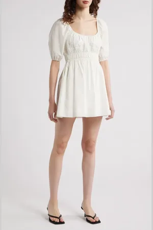 FAITHFULL THE BRAND Sophia Shirred Cotton Minidress in at Nordstrom, Size X-Small
