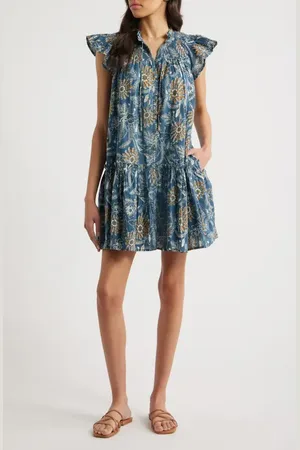Cleobella Lydia Floral Organic Cotton Babydoll Dress in at Nordstrom, Size Medium