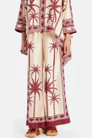 La DoubleJ Palazzo Pants Plac??e Date Palms Ivory in at Nordstrom, Size Medium