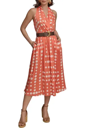 Donna Karan Polka Dot Belted Midi Dress in at Nordstrom, Size 4