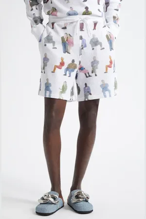 J.W.Anderson Printed Waffle Knit Cotton Shorts in at Nordstrom, Size X-Large