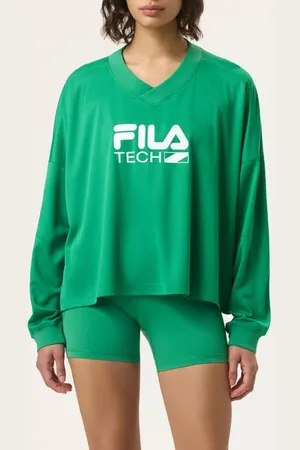 Fila X Hailey Long Sleeve Sports Jersey in Green/White at Nordstrom, Size Medium