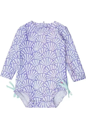 RuffleButts Baby Girls Long Sleeve UPF50+ One Piece Rash Guard in at Nordstrom, Size 3-6M