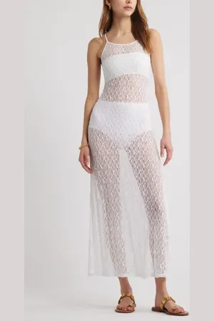 Open Edit Sheer Lace Maxi Dress in at Nordstrom, Size Medium