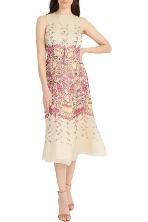 MAGGY Butterfly Print Sleeveless Midi Dress in at Nordstrom, Size 16