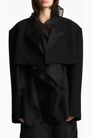 Khaite Nando Oversize Satin Back Crepe Crop Jacket in at Nordstrom, Size X-Large