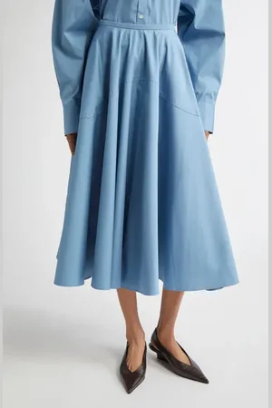 BITE Maxime A-Line Organic Cotton Poplin Midi Skirt in at Nordstrom, Size 8 Us