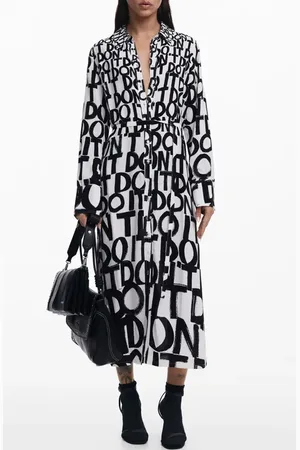 Desigual Print Tie Waist Maxi Shirtdress in at Nordstrom, Size Medium