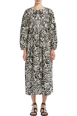 Max Mara Anzio Long Sleeve Cotton Maxi Dress in at Nordstrom, Size 0