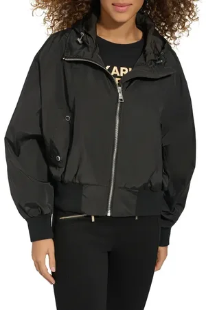 Karl Lagerfeld Logo Collar Bomber Jacket in at Nordstrom, Size Large