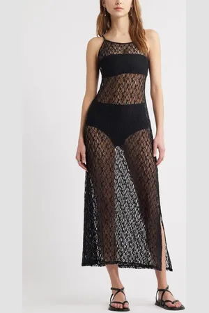 Open Edit Sheer Lace Maxi Dress in at Nordstrom, Size X-Small