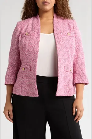 Kasper Tweed Four Pocket Collarless Blazer in at Nordstrom, Size 18W