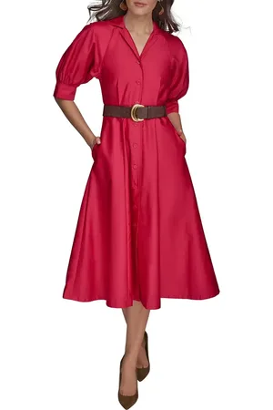 Donna Karan Cotton Sateen Midi Shirtdress in at Nordstrom, Size 4