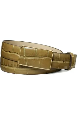 Tory Burch Croc Embossed Leather Plate Belt in at Nordstrom, Size Large