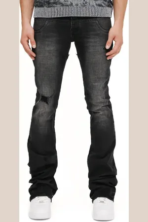 Purple Brand Coated Double Waist Slim Flared Distressed Jeans in at Nordstrom, Size 31