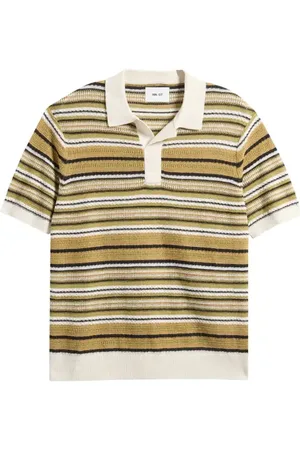 NN.07 Noam 6689 Textured Stripe Linen Polo Sweater in at Nordstrom, Size X-Large