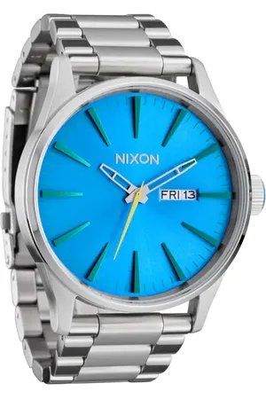 Nixon Sentry Bracelet Watch, 42mm in Silver /Byron Blue Ombre at Nordstrom
