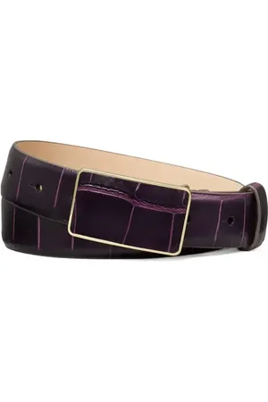 Tory Burch Croc Embossed Leather Plate Belt in at Nordstrom, Size X-Small