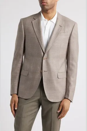 Emporio Armani Windowpane Check Wool & Silk Blend Sport Coat in at Nordstrom, Size 44 Us