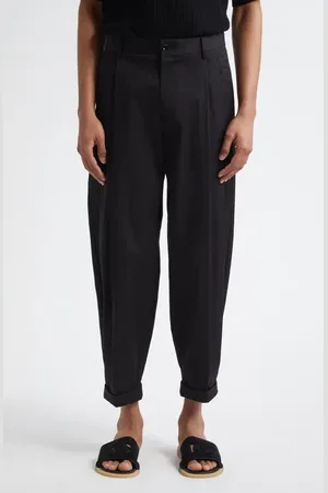 Dolce & Gabbana Double Pleat Crop Stretch Cotton Pants in at Nordstrom, Size 32 Us
