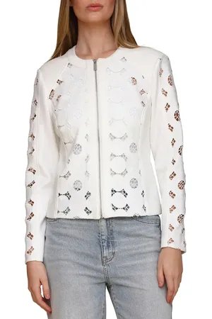 BAGATELLE Mixed Media Lace Detail Jacket in at Nordstrom, Size X-Small