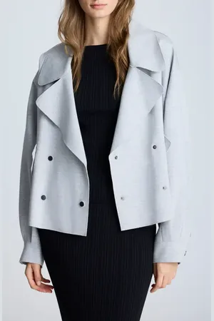 Kenneth Cole Heathered Snap Front Short Trench Coat in at Nordstrom, Size Large