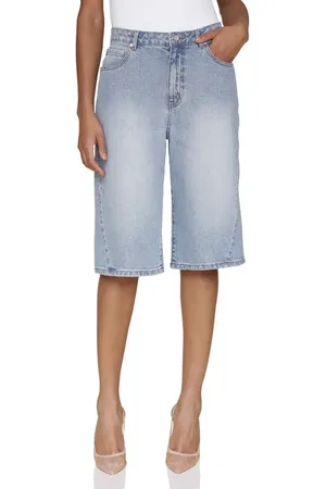 AVEC LES FILLES High Waist Wide Leg Denim Bermuda Shorts in at Nordstrom, Size 27