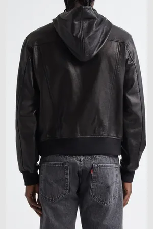UNDERCOVER Hooded Leather Blouson Jacket in at Nordstrom, Size 2