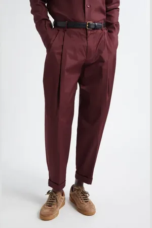 Dolce & Gabbana Double Pleat Crop Stretch Cotton Pants in at Nordstrom, Size 30 Us