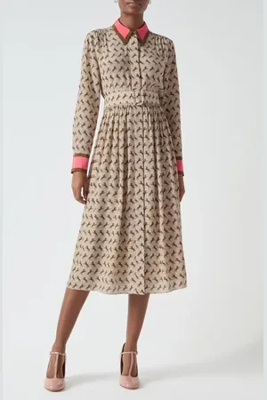 LK Bennett Smith Horse Long Sleeve Linen Midi Dress in at Nordstrom, Size 6 Us