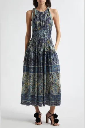 ULLA JOHNSON Essie Smocked Waist Sleeveless Maxi Dress in at Nordstrom, Size 12