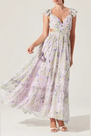 ASTR Primrose Cutout Detail Maxi Dress in at Nordstrom, Size Small