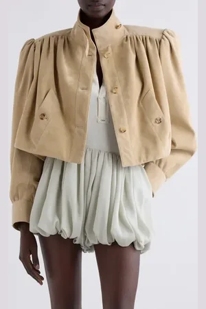 Chloé Puff Shoulder Suede Crop Jacket in at Nordstrom, Size 6 Us