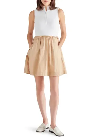 Steve Madden Lyon Quarter Zip Mixed Media Dress in at Nordstrom, Size Medium