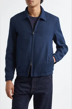 Sunspel Textured Cotton Raffia Blouson Jacket in at Nordstrom, Size Xx-Large