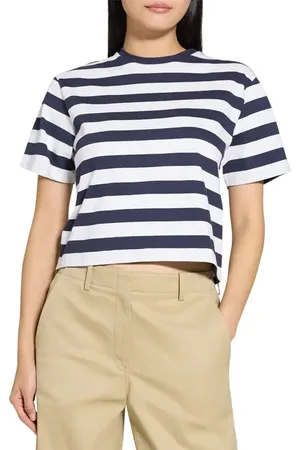 THEORY Stripe Silk T-Shirt in at Nordstrom, Size Small
