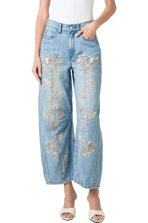 BLANK NYC Embroidered Barrel Leg Jeans in at Nordstrom, Size 26