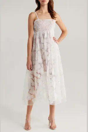 AVEC LES FILLES Beaded Empire Waist Midi Dress in at Nordstrom, Size 4
