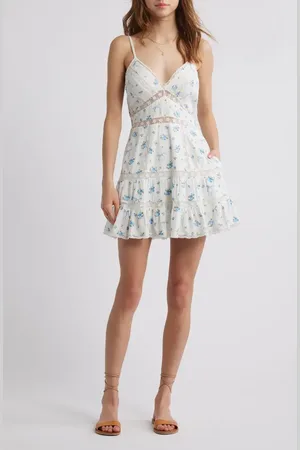 LOVESHACKFANCY Solbina Lace Trim Minidress in at Nordstrom, Size Xx-Large