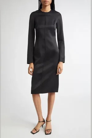Totême Lean Long Sleeve Satin Midi Dress in at Nordstrom, Size 2 Us