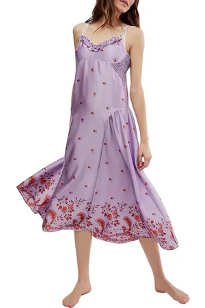 Free People On My Own Floral Satin Nightgown in at Nordstrom, Size Large