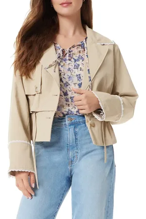 Sam Edelman Gina Convertible Cotton Blend Trench Jacket in at Nordstrom, Size Large
